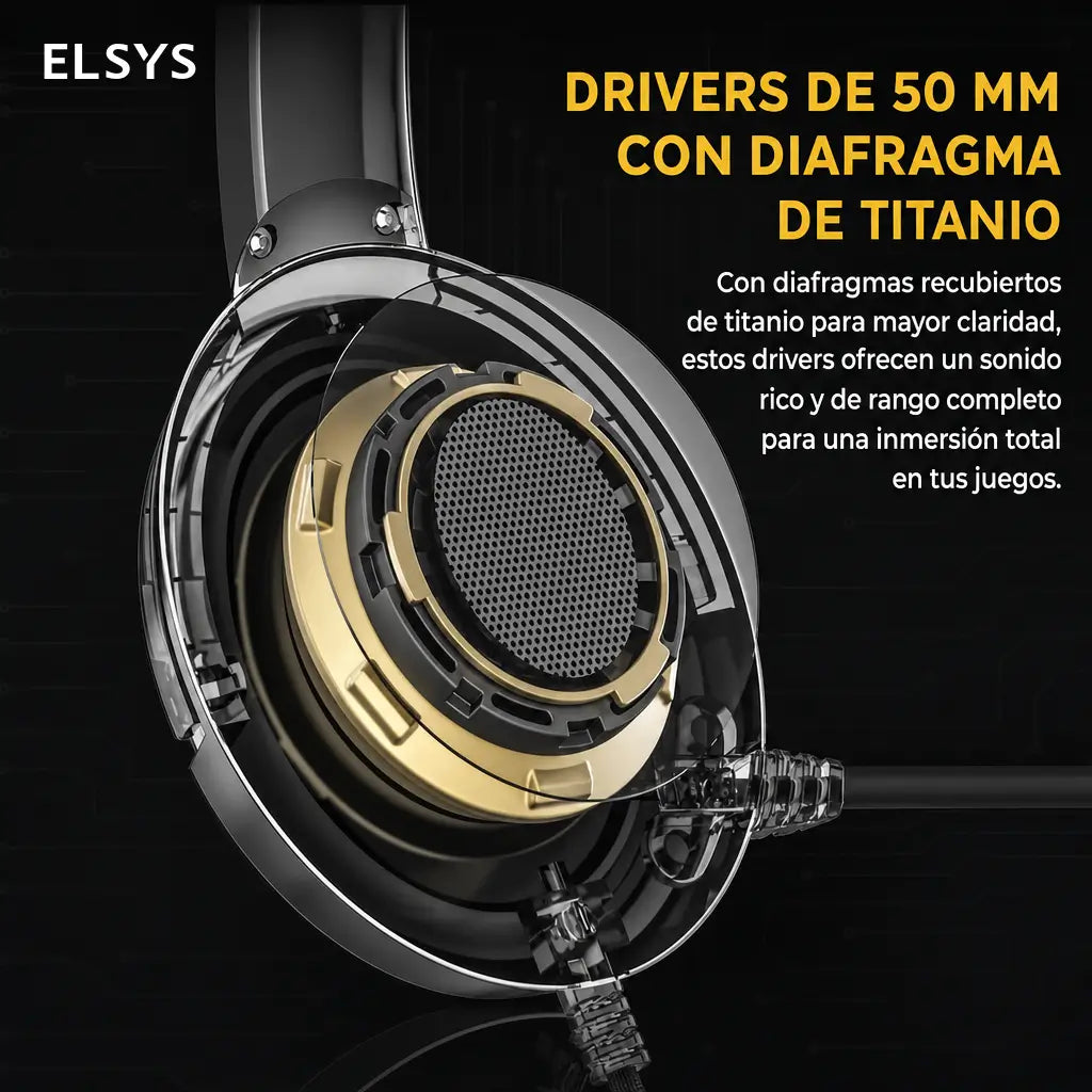 Audífonos gamer con micrófono cancelación de ruido y sonido estéreo 50 mm para Xbox PlayStation PC Switch conexión 3.5 mm alámbrica
