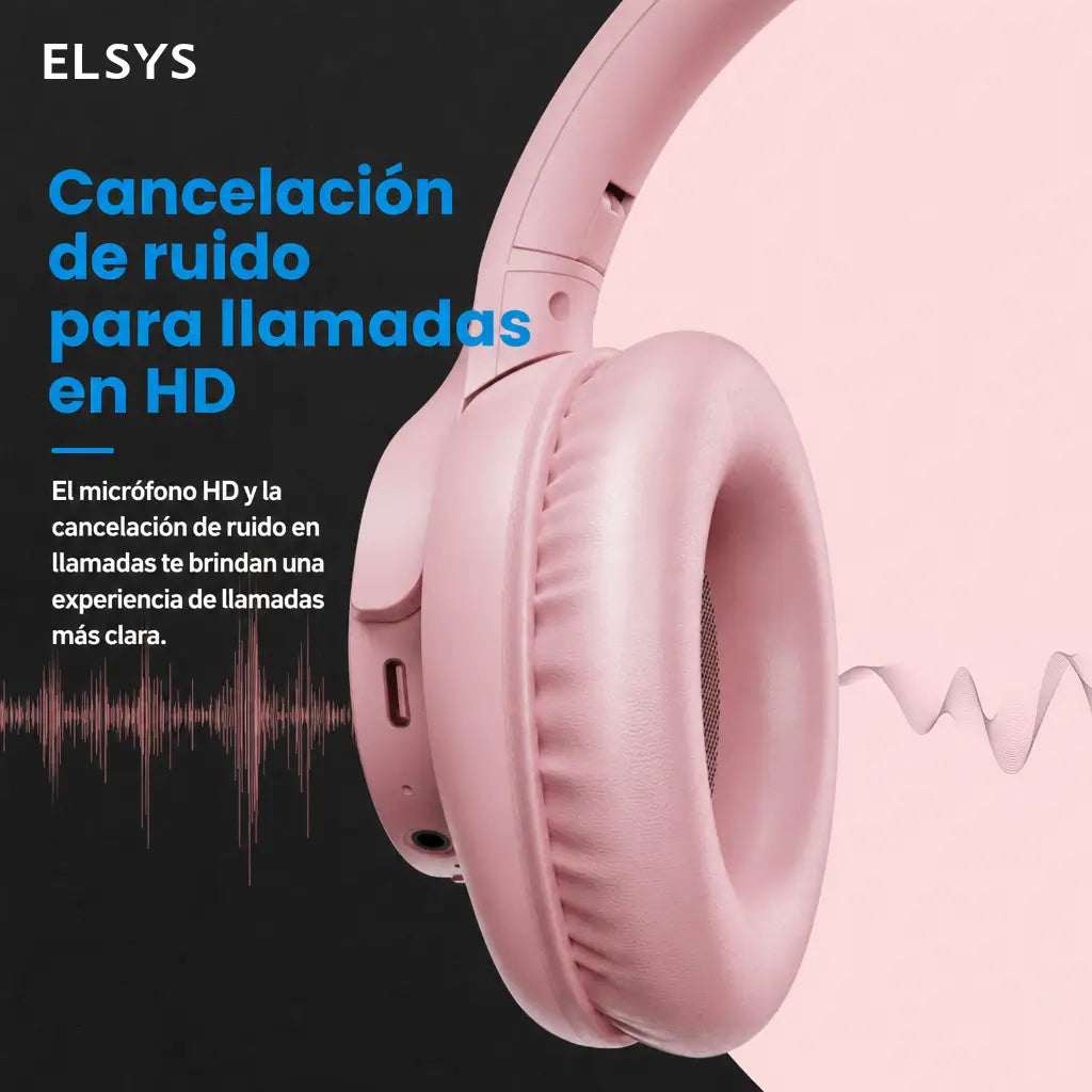 Audífonos over-ear inalámbricos 5.4 plegables con micrófono, 65 h de batería para música, llamadas, celular y computadora en casa, escuela o viajes