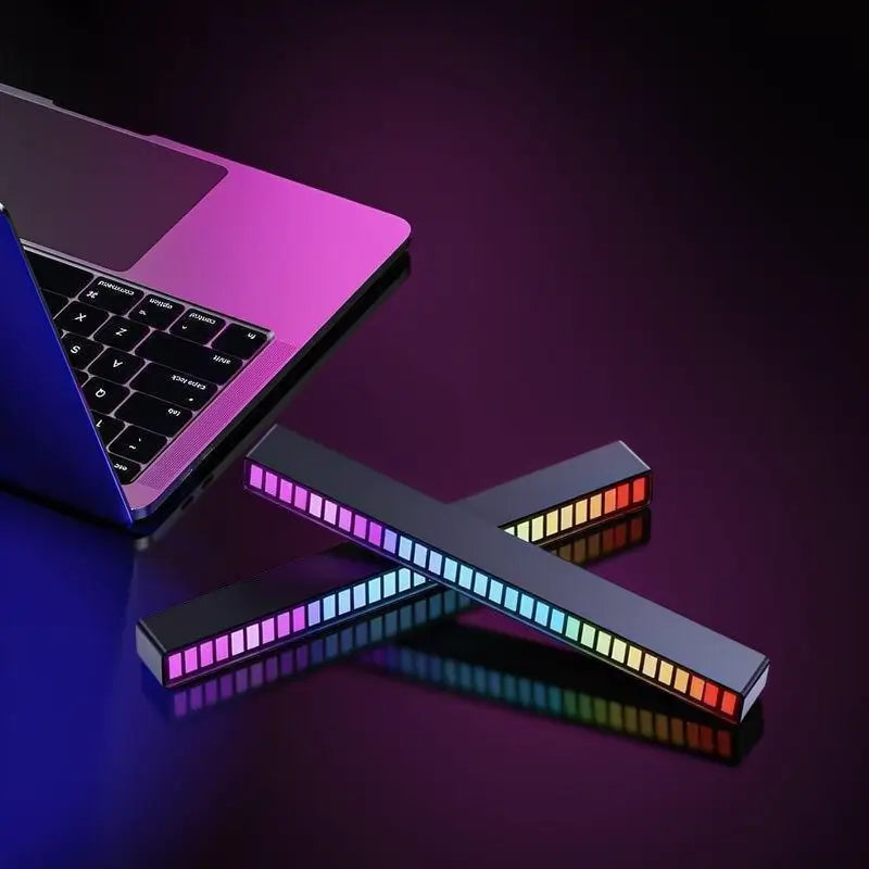 Luz de Ritmo RGB Moderna Controlada por Voz Barra LED Rítmica USB para Gaming Esports y Fiestas Lámpara Ambiental Sensible al Sonido para Auto y Escritorio Decorativa Portátil Recargable de Acrílico