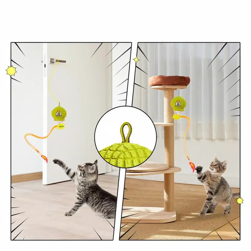 Juguete Interactivo para Gato con Sensor de Movimiento y Sonido de Pajarito, Pelota Inteligente Recargable con Diseño de Granada y Cola de Malla para Gatitos y Gatos Adultos, 7.6 cm