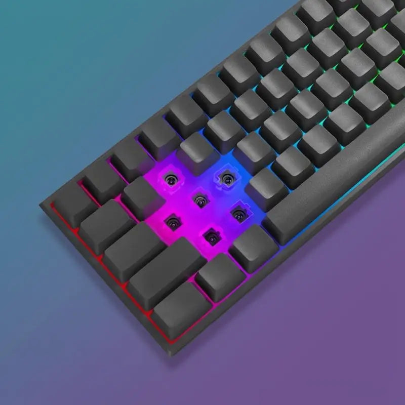 Mini Teclado Gamer 60% con Retroiluminación RGB, 61 Teclas, Teclado de Membrana Ultra Compacto y Ergonómico, Impermeable para PC, Mac y Consolas (Negro)