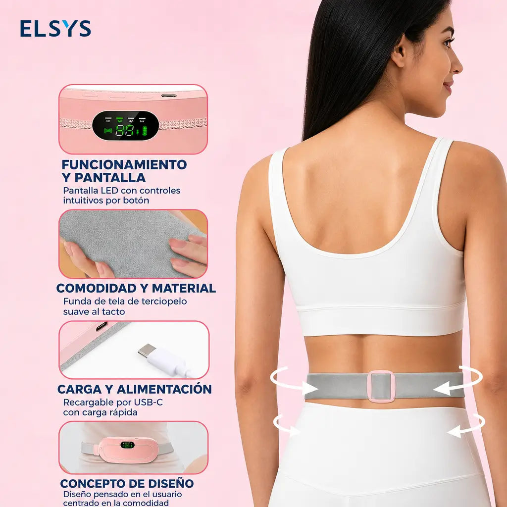 Almohadilla térmica inalámbrica con calor instantáneo y vibración ajustable para cintura, abdomen y alivio diario en casa