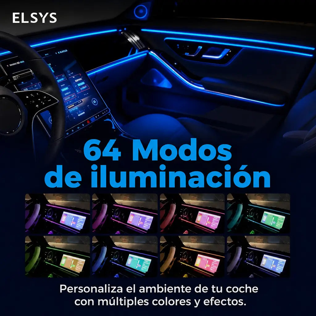 Iluminación interior LED RGB USB para auto con modos dinámicos y sincronización musical