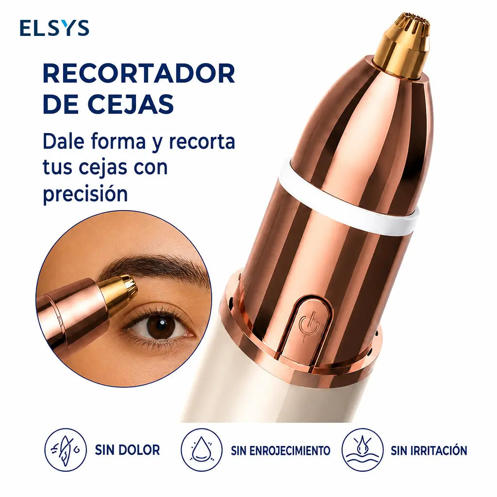 Perfiladora de cejas y depiladora facial recargable USB-C con LED para retoques precisos en rostro y vello fino