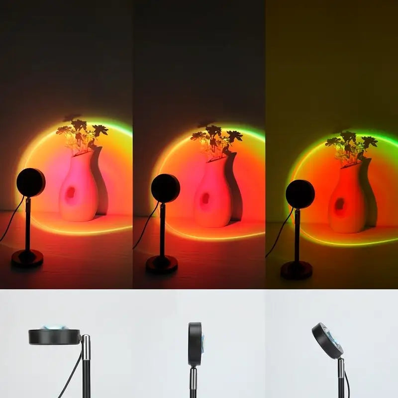 Lámpara Proyectora de Atardecer con Control Remoto RGB, Luz Ambiental Ajustable 180°, 4 Modos de Iluminación para Recámara, Sala de Juegos, Fotografía y Decoración de Interiores, Regalo de Navidad