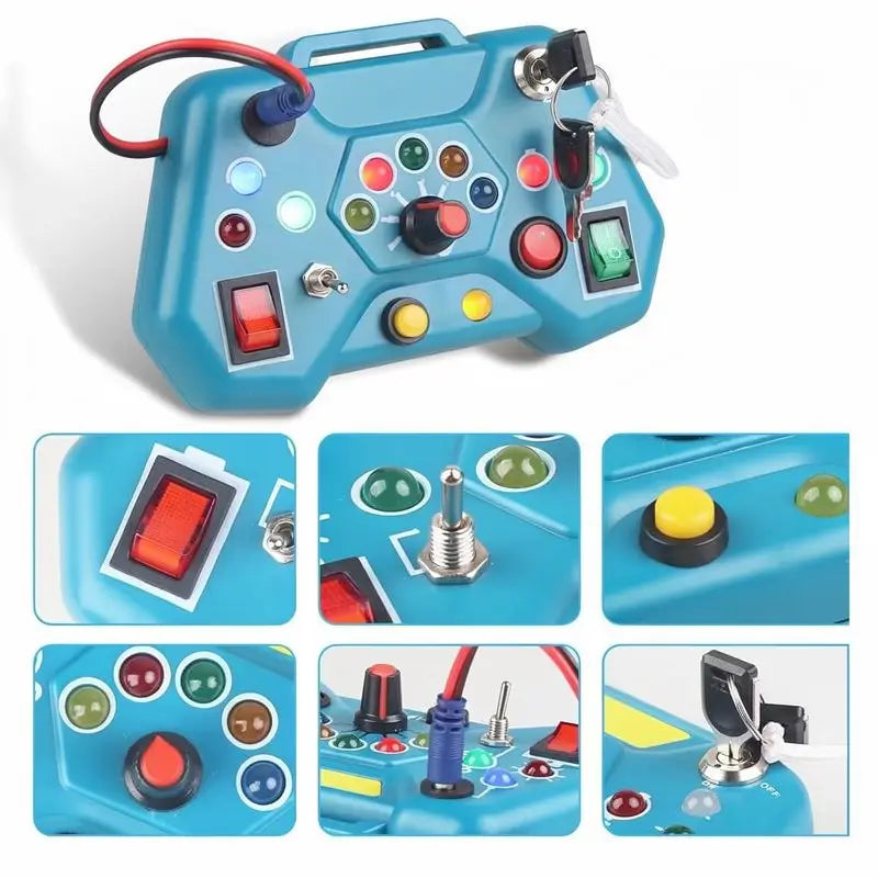 Tablero Sensorial Montessori con 8 Interruptores de Luz LED, Juguete de Viaje de Aprendizaje Visual y Regalo Educativo