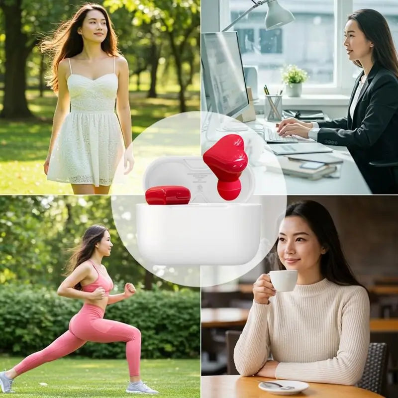 Audífonos Gamer In-Ear de Corazón, Inalámbricos con Cancelación de Ruido, Control Táctil LED, Bluetooth 5.3 e Impermeabilidad IPX4
