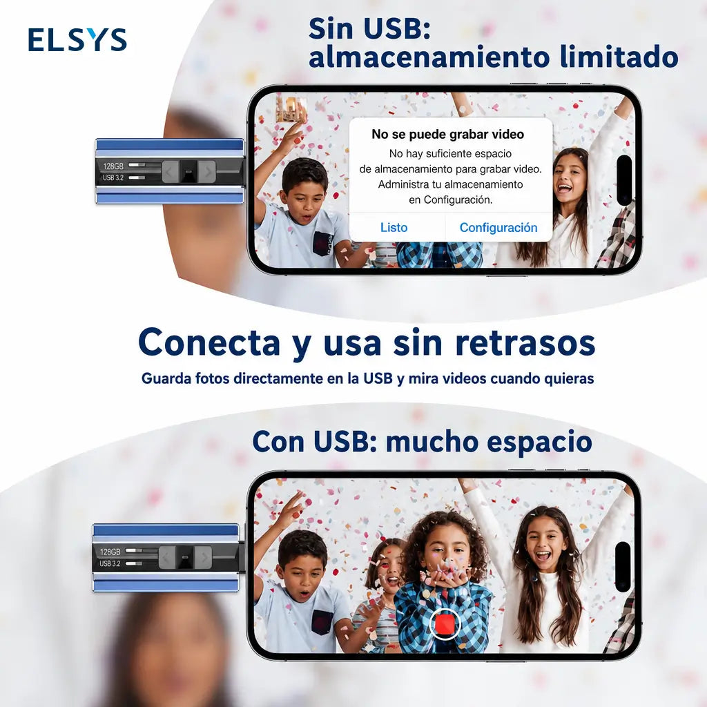 Memoria externa 512GB plug and play para iPhone, iPad, Android y computadora, guarda fotos, videos y documentos sin instalar aplicaciones