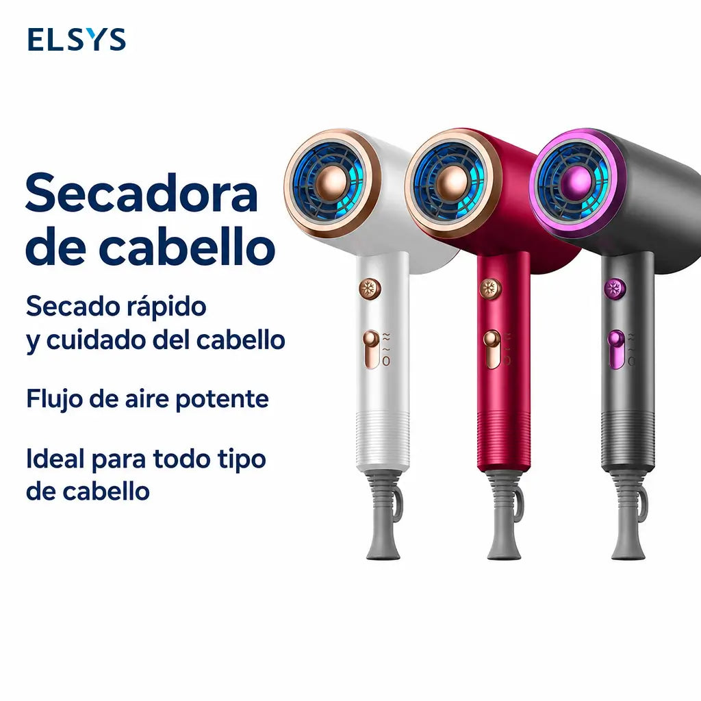 Secadora de cabello compacta G2 con tecnología iónica, aire frío rápido y accesorios para alisar, definir rizos y reducir frizz