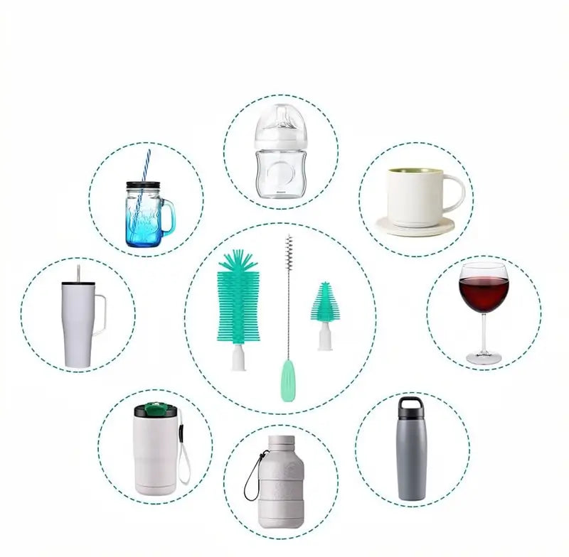 Cepillo Eléctrico para Limpiar Biberones y Mamilas, Kit de Limpieza 360° de Silicón con Cepillo para Tetinas y Popotes, Impermeable, Set de 6 Piezas para Recién Nacidos