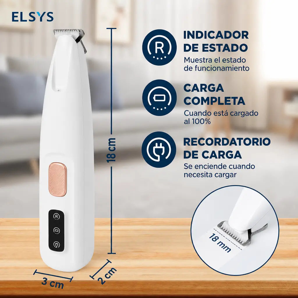 Rasuradora eléctrica para patas de perros y gatos con luz LED, cuchilla 18 mm y bajo ruido para grooming en casa fácil y seguro