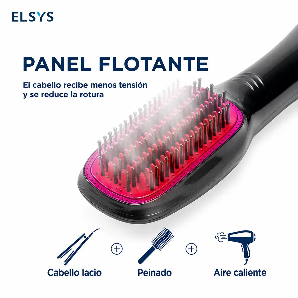 Cepillo secador y alisador 3 en 1 de 1200 W con ajustes de calor para cabello lacio y suave en casa sin complicarte