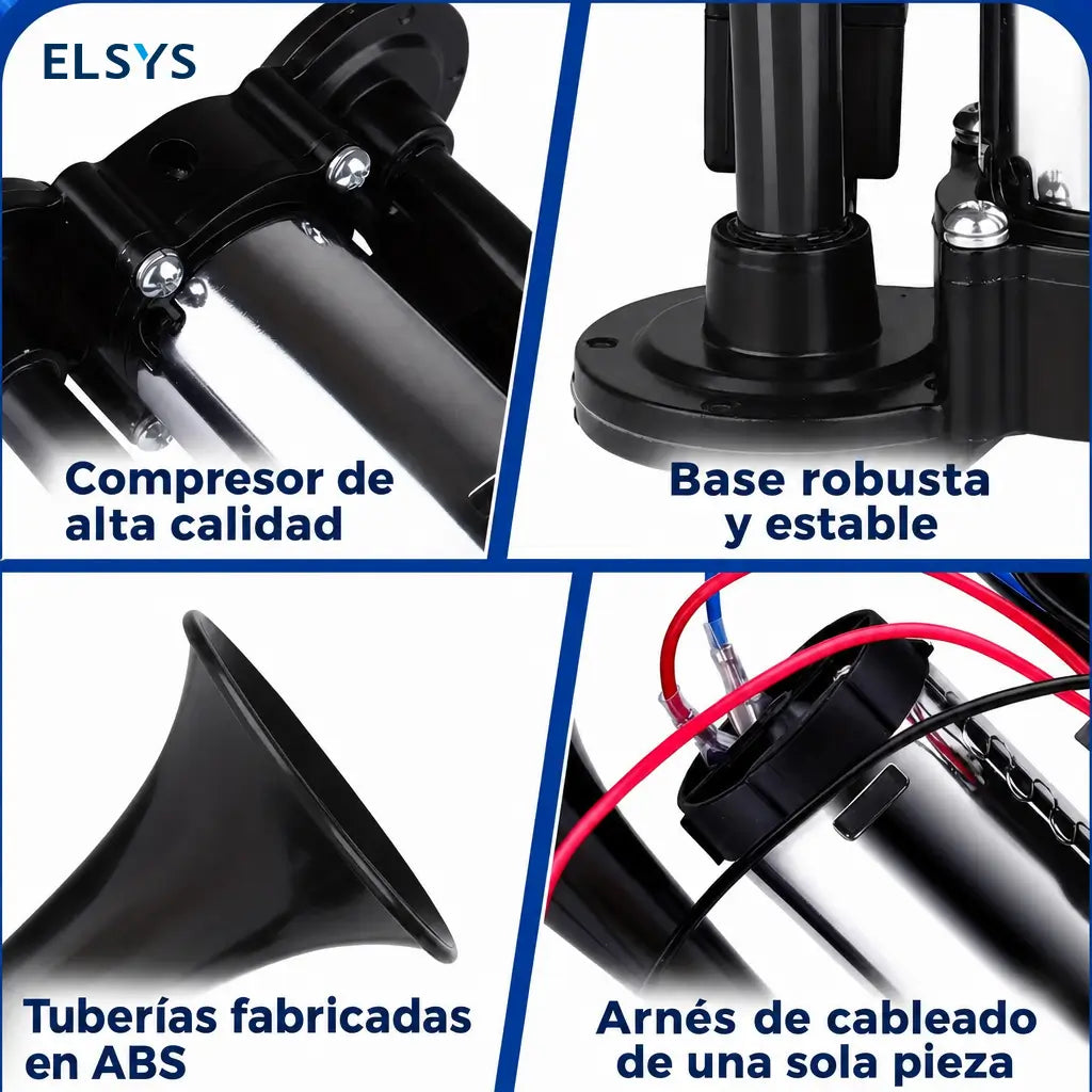 Claxon de aire doble 12V de 130 dB con compresor para autos, camionetas, camiones, motos y embarcaciones, alerta potente en carretera