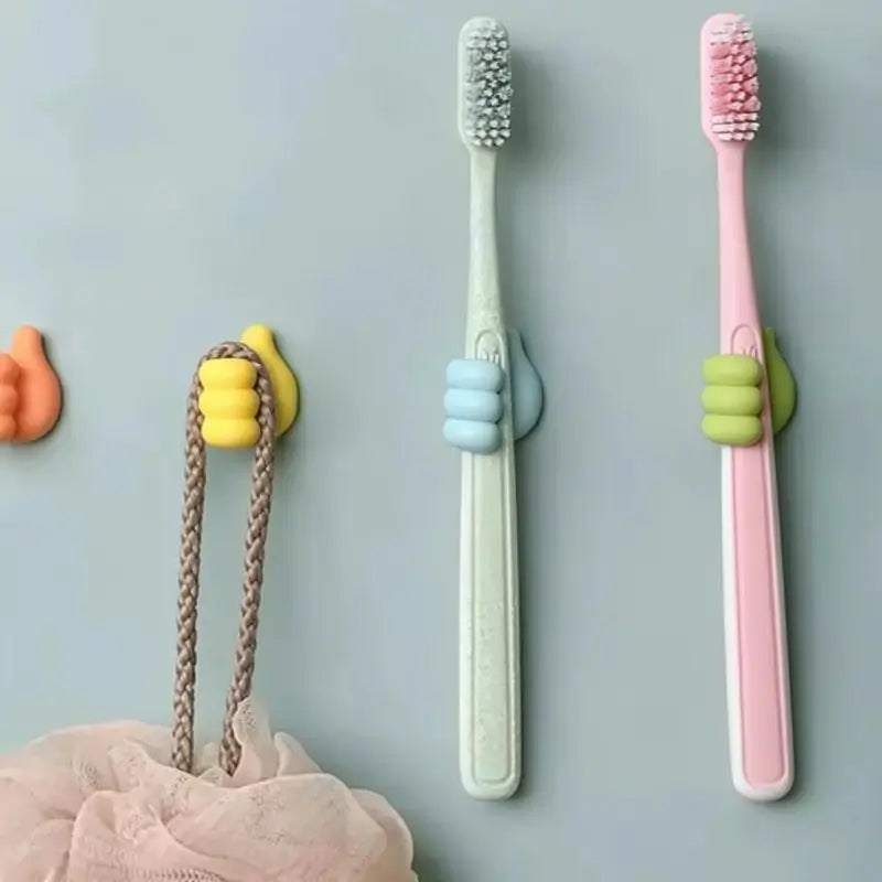 Set de 4 Ganchos de Pared en Forma de Pulgar - Organizador de Cables Adhesivo Decorativo para Escritorio y Habitación, Sujeta Cables Multiusos de Silicona