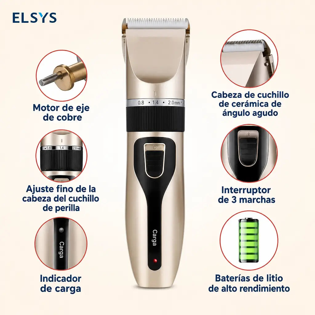 Cortadora inalámbrica para mascotas con cuchillas afiladas y peines 3-12 mm para perros, gatos y conejos en casa