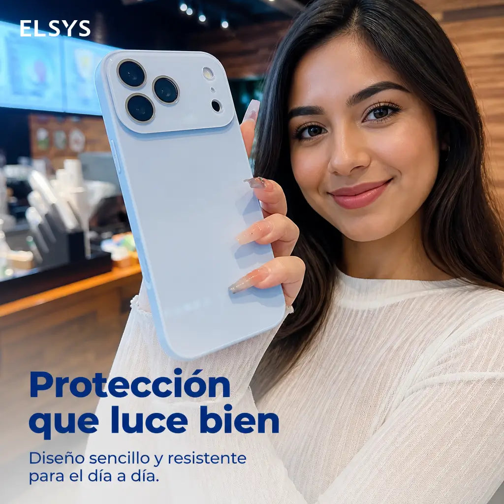 Funda delgada con textura cristal para iPhone 14/15/16/17 — antihuella y protección diaria contra golpes