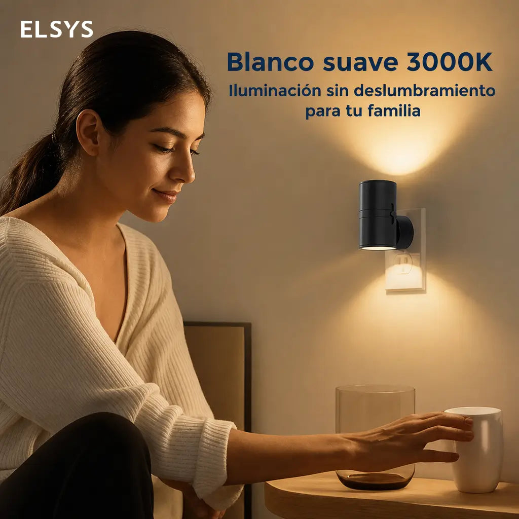 Set de 2 luces nocturnas LED enchufables con sensor automático y brillo ajustable para pasillos, recámaras y baño de tu casa