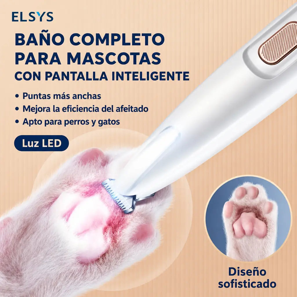 Rasuradora recargable para mascotas con luz LED, corte silencioso de precisión para patitas, cara y orejas de perros y gatos pequeños