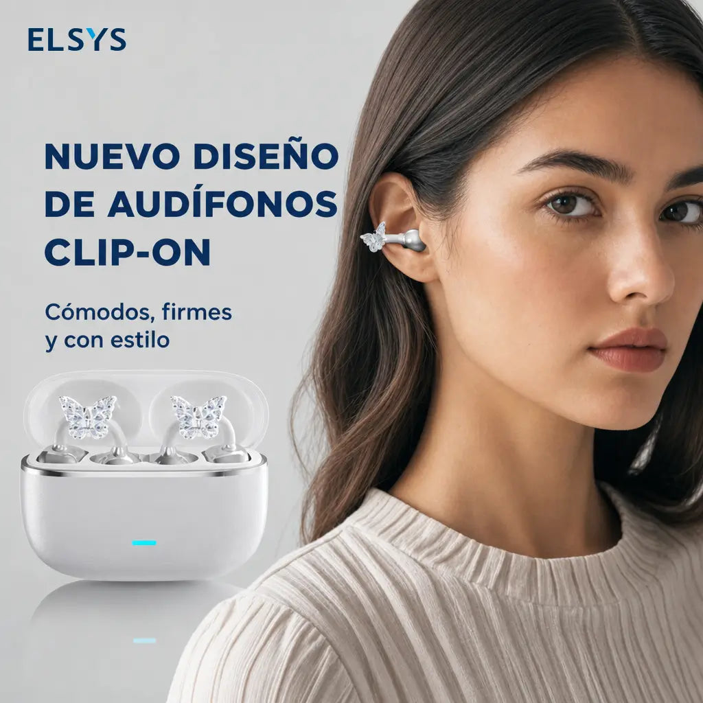 Audífonos inalámbricos de clip Bluetooth 6.0 con ajuste seguro, sonido panorámico y resistencia IPX5 para deporte y llamadas en celular