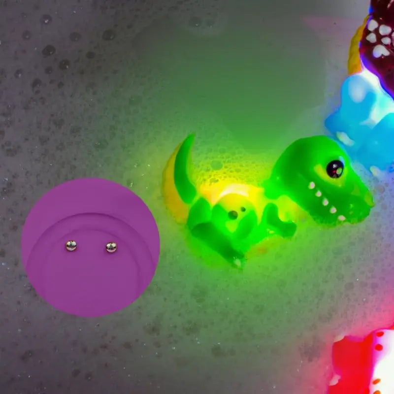 Juguetes de Baño de Dinosaurios con Luz, Paquete de 6 | Juguetes Activados por Agua que Cambian de Color | Juguetes Blandos y Exprimibles para Bebés y Niños | Luces Sensoriales para Tina Libres de Moho
