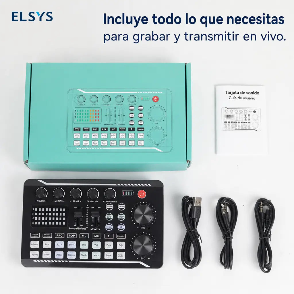 Interfaz de audio F998 con mezclador DJ y cambiador de voz para streaming, karaoke, podcast y gaming en PC portátil recargable