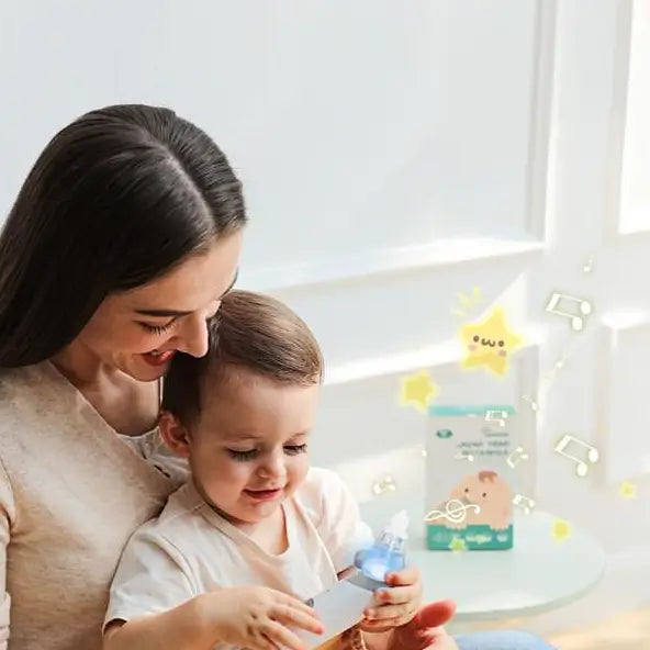 Aspirador Nasal Eléctrico para Bebé, Succionador de Mocos Automático para Niños con 3 Boquillas de Silicón, Succión Ajustable, Música y Luz Relajante