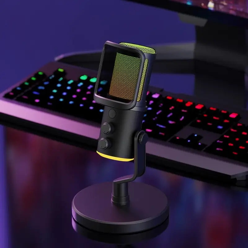 Micrófono Gamer Profesional RGB con Cancelación de Ruido y Diseño Ergonómico, Compatible con PC, Mac, PS5, PS4 y Xbox, Ideal para Streaming y Podcasts (No incluye audífonos)