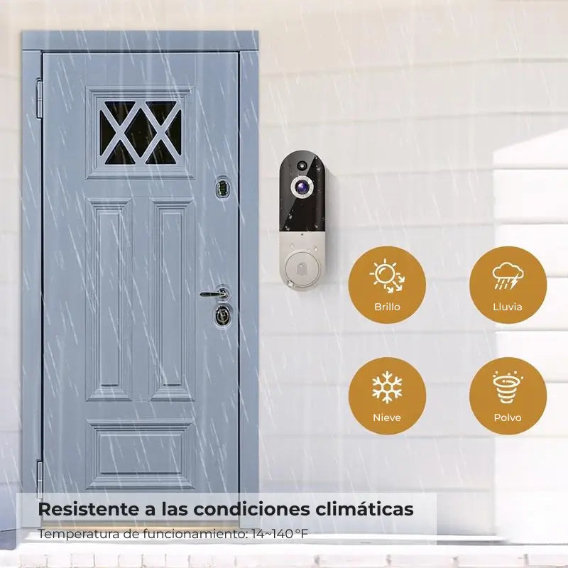 Video Timbre con Cámara Inalámbrico, WiFi Inteligente 1080P, Audio de Dos Vías, Detección Humana con IA, Visión Nocturna y Almacenamiento en la Nube, a Batería