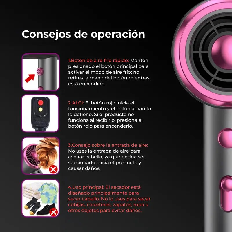 Kit de Secadora de Cabello Iónica Potente, Set de Secador con Boquilla Concentradora, Difusor, 3 Peines y Soporte de Pared, Herramienta de Estilizado Profesional Multifuncional, Reduce el Frizz, Opciones de Peinado Versátiles