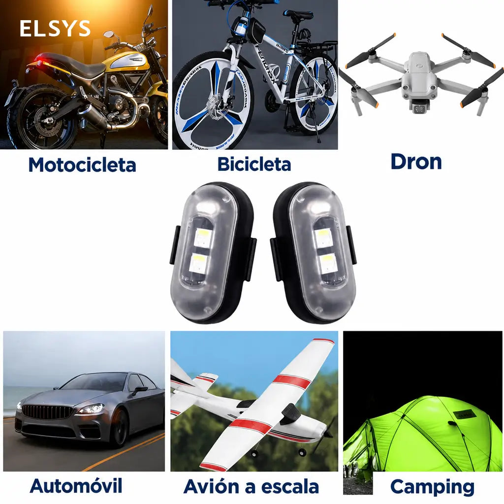 Luces estroboscópicas LED RGB recargables por USB con control remoto, impermeables IP65 para moto, auto, bicicleta, dron y mayor seguridad nocturna