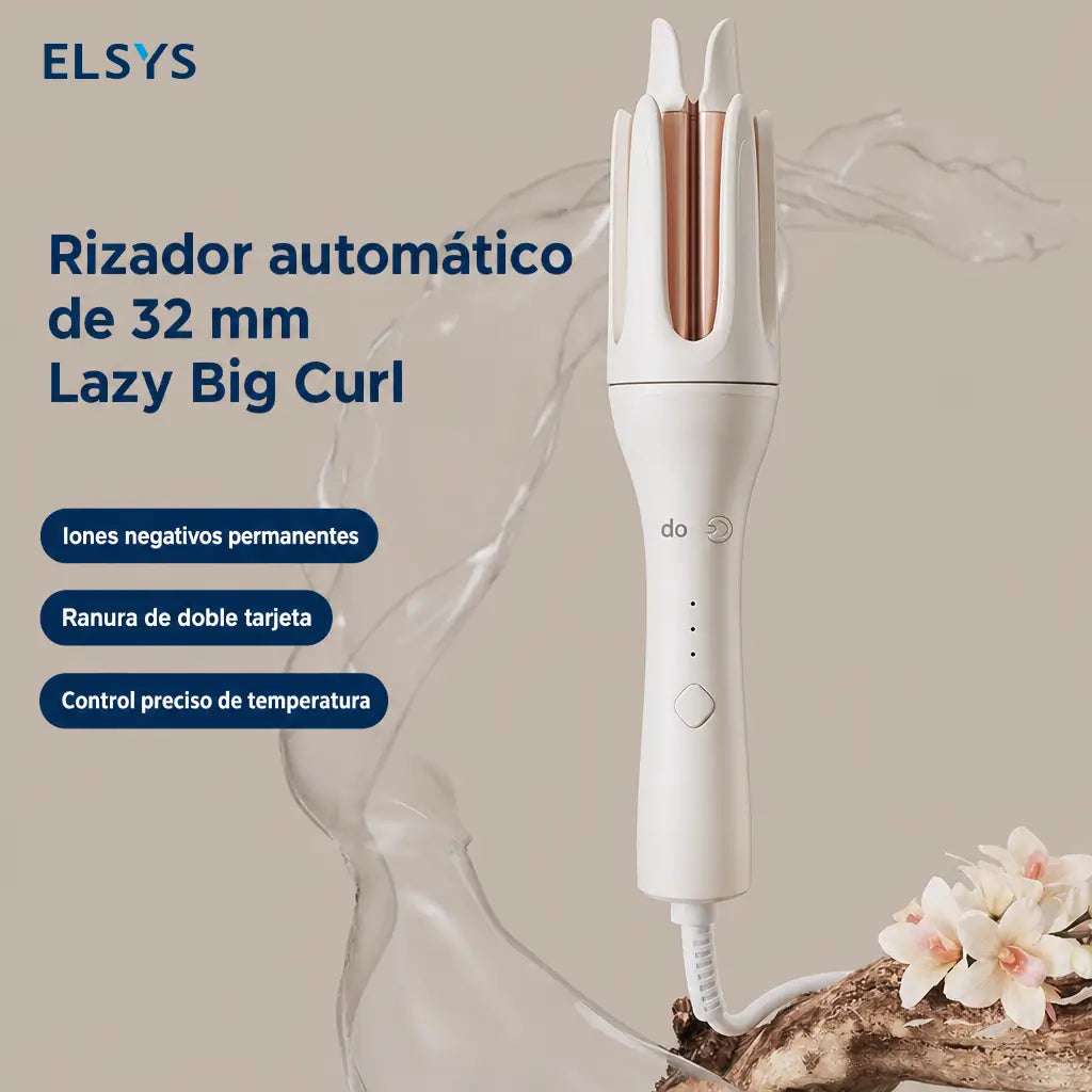 Rizador automático de cabello 32 mm con cerámica de turmalina, 3 temperaturas y giro 360° para ondas fáciles en casa diarias