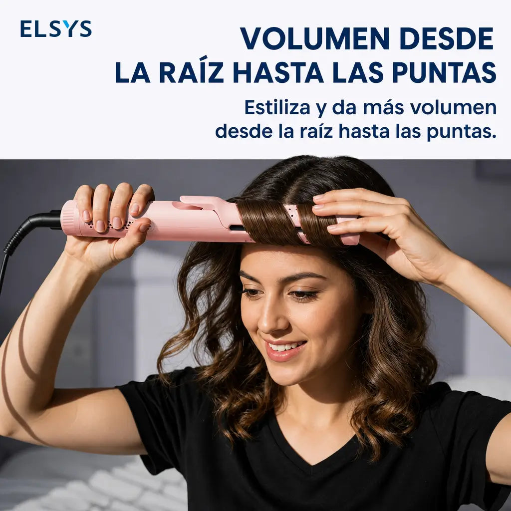 Plancha y rizador 2 en 1 con aire frío 360° para peinar ondas, rizos y cabello lacio en casa sin maltratar tanto