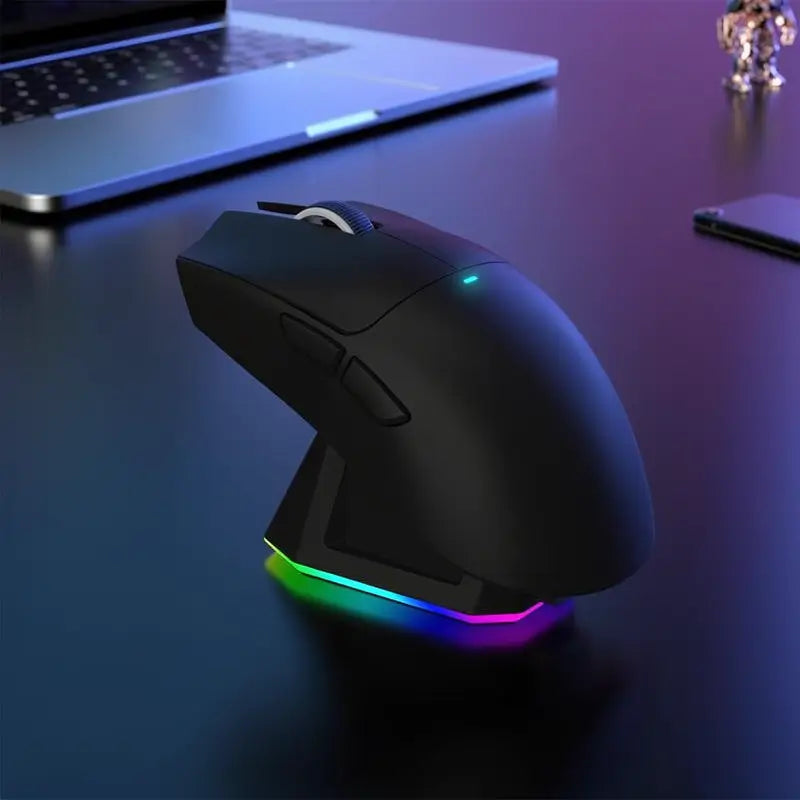 Mouse Gamer Inalámbrico Recargable con Iluminación RGB y Base de Carga, Sensor Óptico para Juegos y Oficina, Accesorios para Gaming
