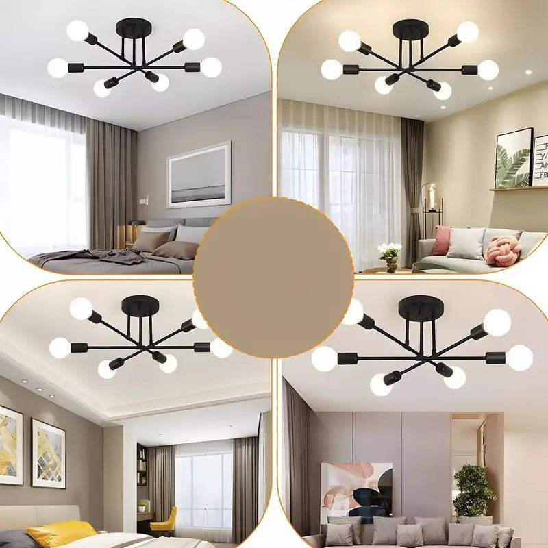 Lámpara de Techo de 6 Luces, Diseño Moderno e Industrial
