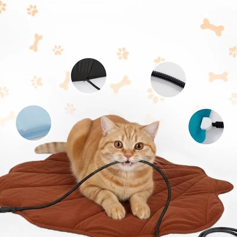 Tapete Térmico para Perros y Gatos con Calefacción Abdominal – Diseño de Seguridad de 7 Capas, Protección contra Sobrecalentamiento, Cable Resistente a Mordidas, Impermeable y Lavable