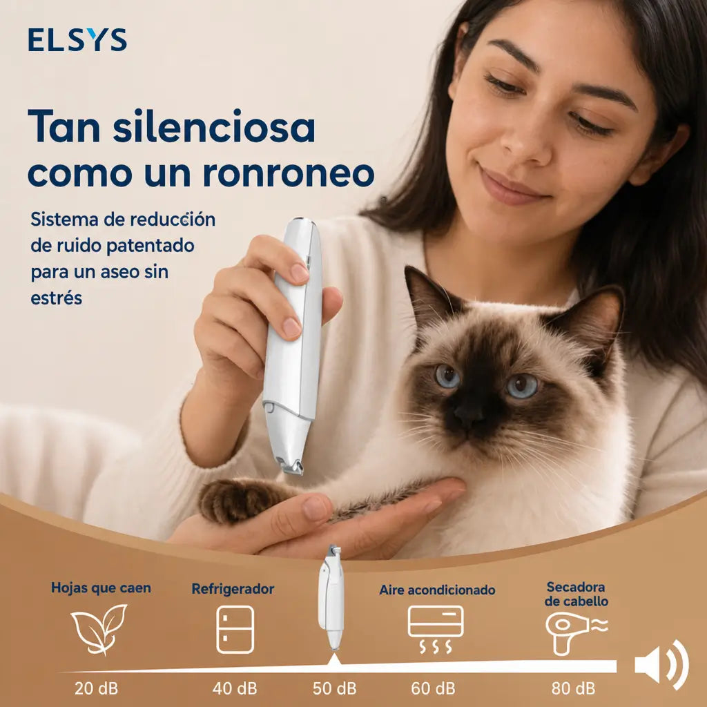 Cortador de uñas y recortadora de pelo para mascotas con luz LED, recolector integrado y carga USB-C para perros y gatos