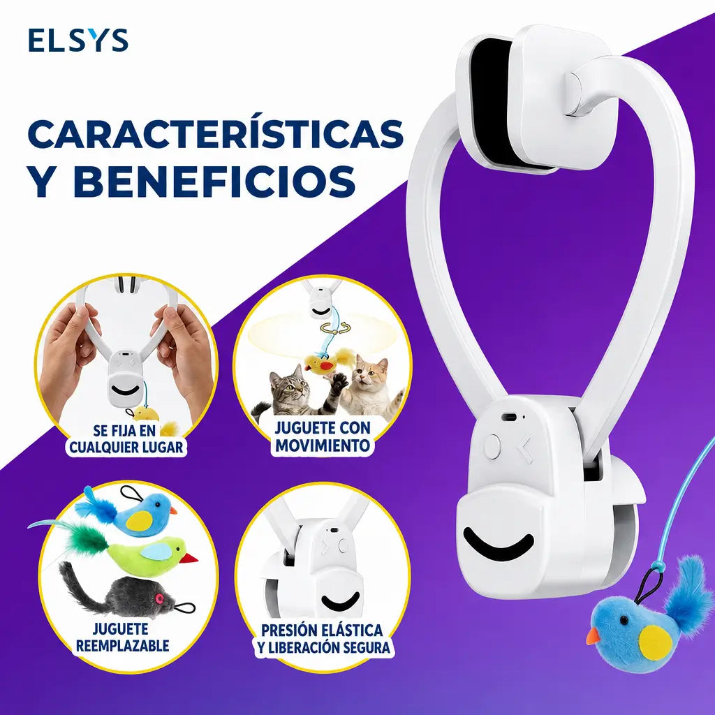 Juguete interactivo para gatos de interior con ave voladora automática USB-C para ejercicio, caza y diversión sin manos en gatitos y adultos