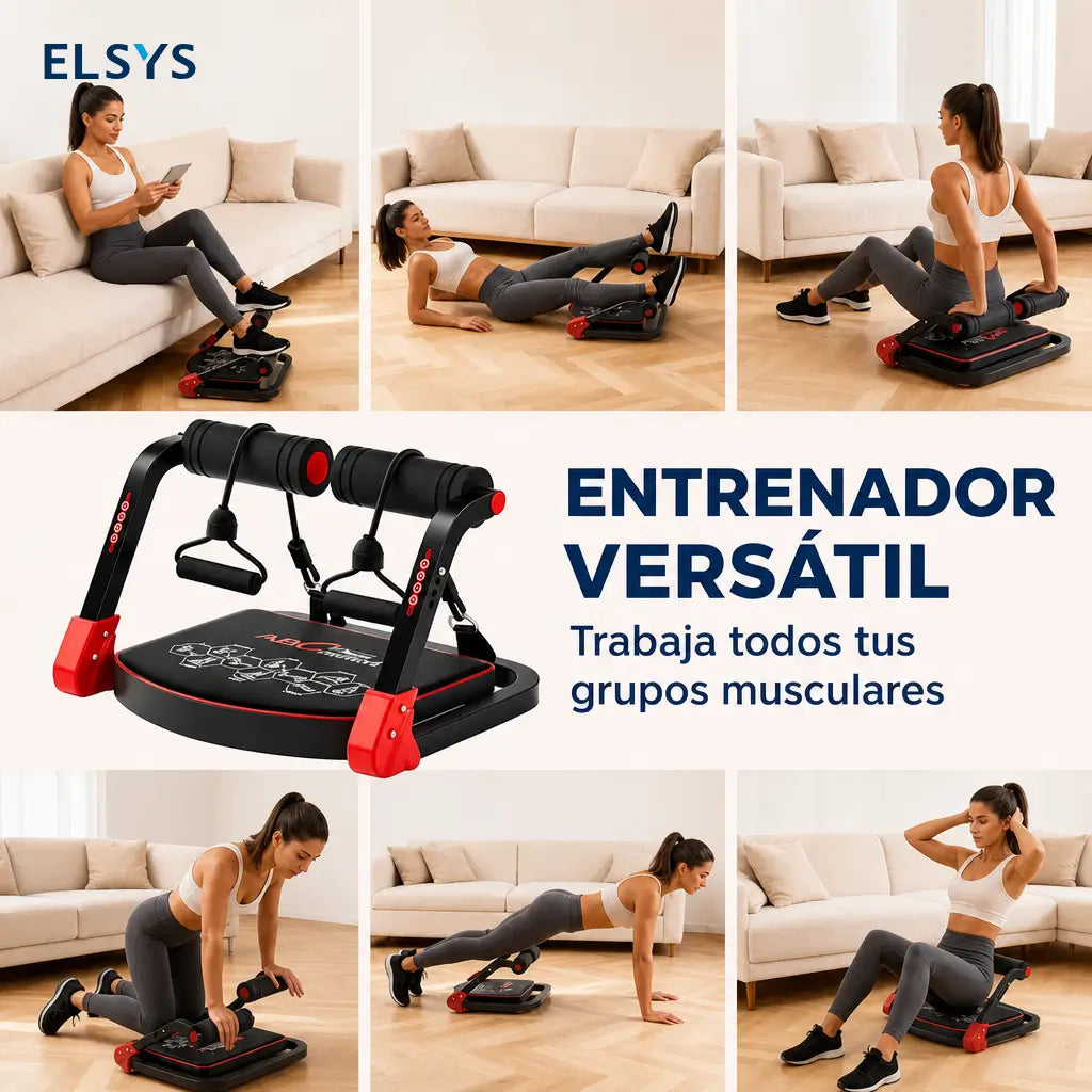 Máquina abdominal plegable con resistencia ajustable y rebote automático para entrenar core y cuerpo completo en casa sin ocupar mucho espacio