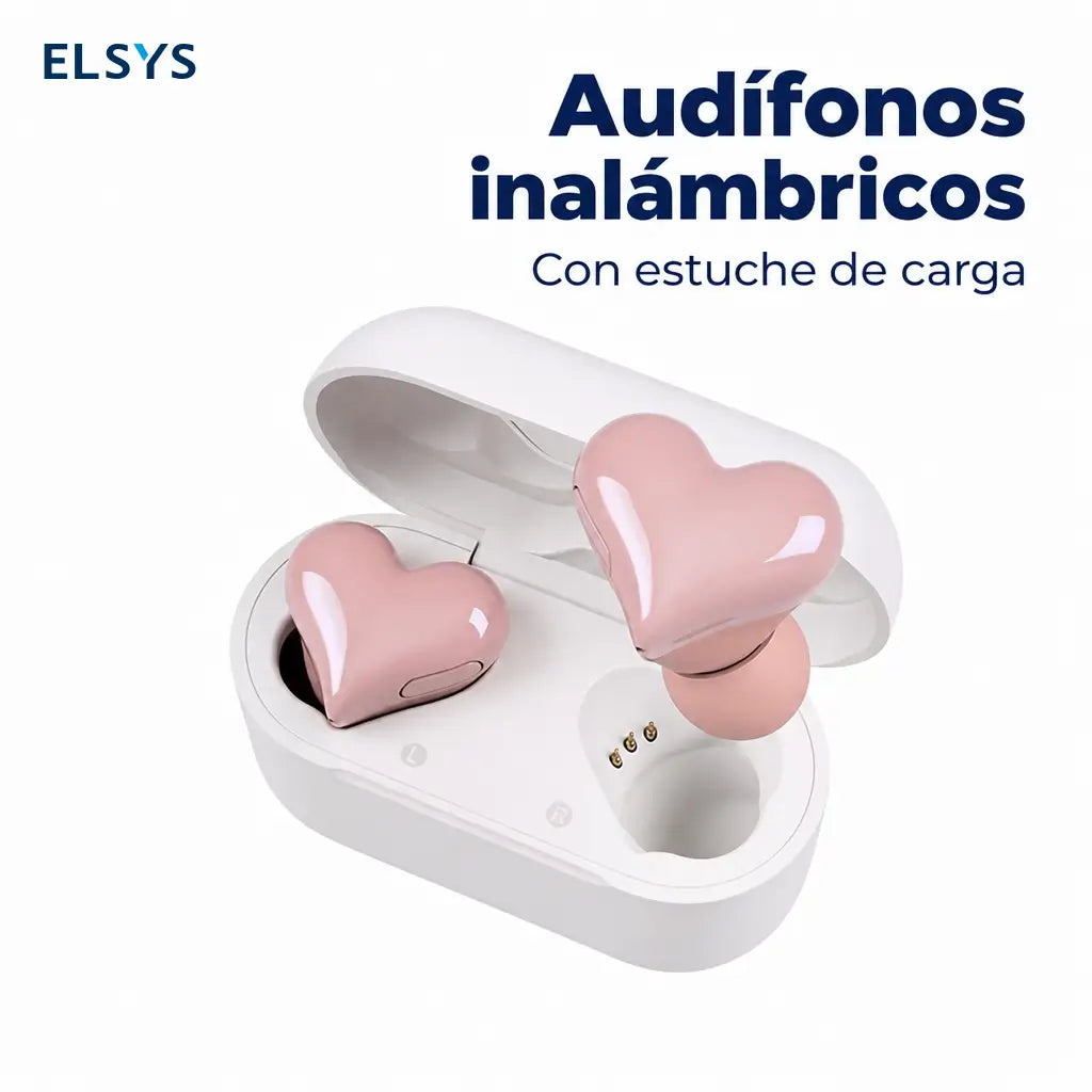 Audífonos inalámbricos en forma de corazón con cancelación de ruido Bluetooth 5.3 para música, llamadas y gaming diario en celular con estilo