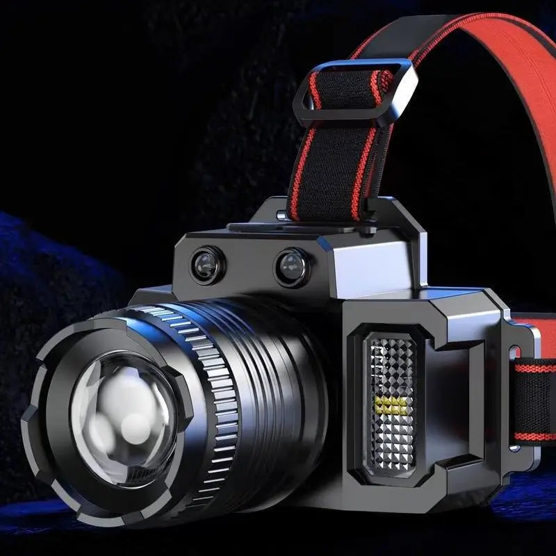 Lámpara de Cabeza Recargable, 150,000 Lúmenes LED Súper Brillante con 5 Modos, Linterna Frontal Ajustable, Gran Autonomía e Impermeable para Camping, Cacería y Senderismo