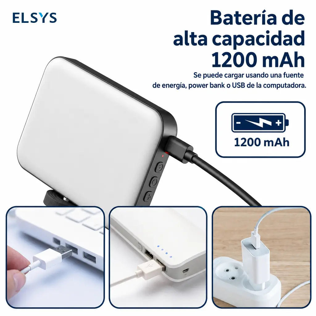 Luz LED recargable de clip con 3 tonos y 10 niveles para selfies, videollamadas, streaming y maquillaje en celular o laptop
