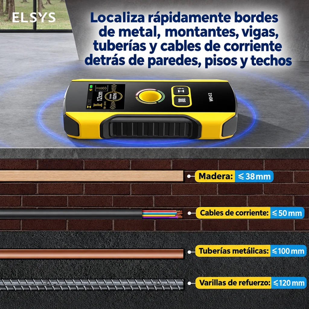 Detector de pared digital con 3 modos de detección
