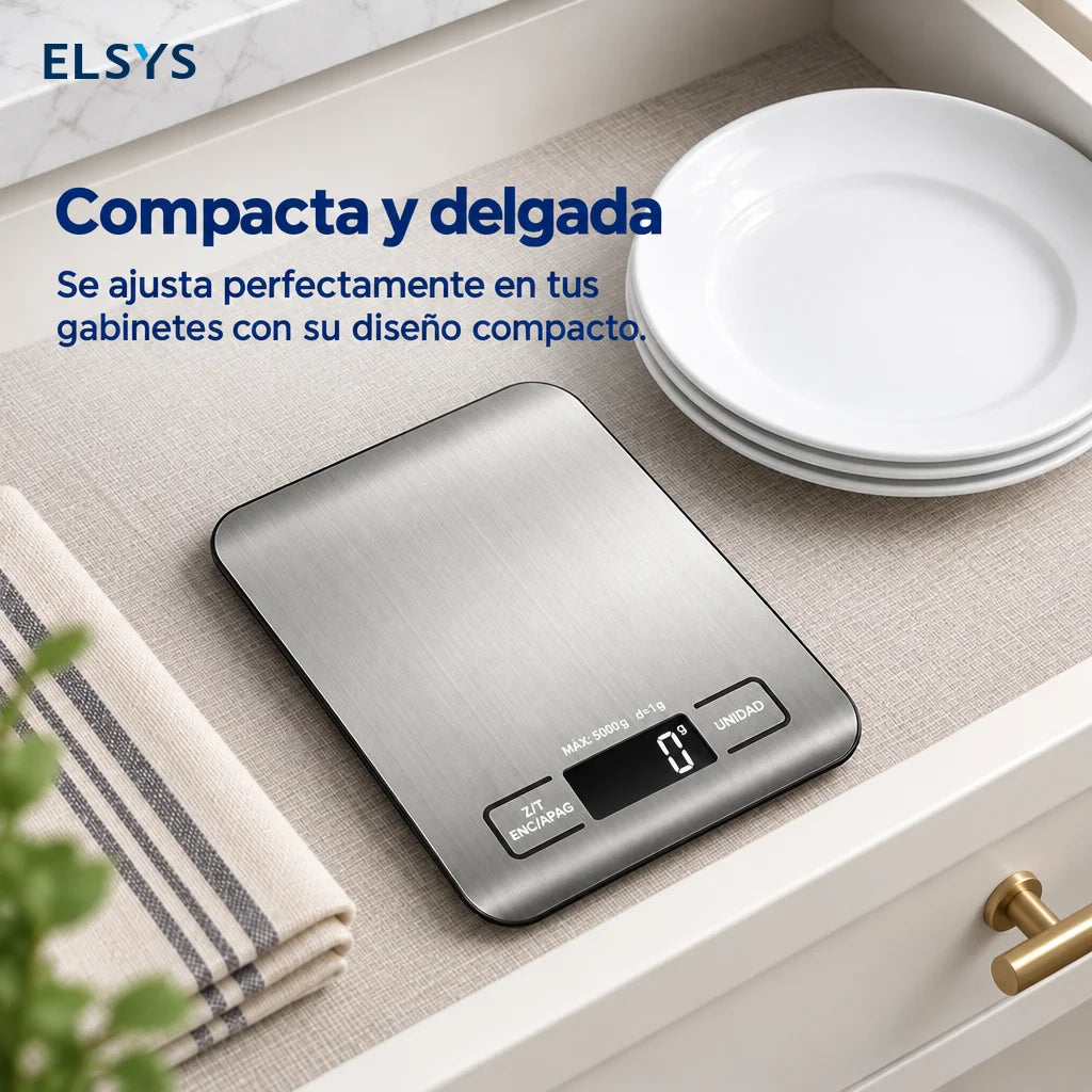 Báscula digital de cocina con tara y precisión de 1 g
