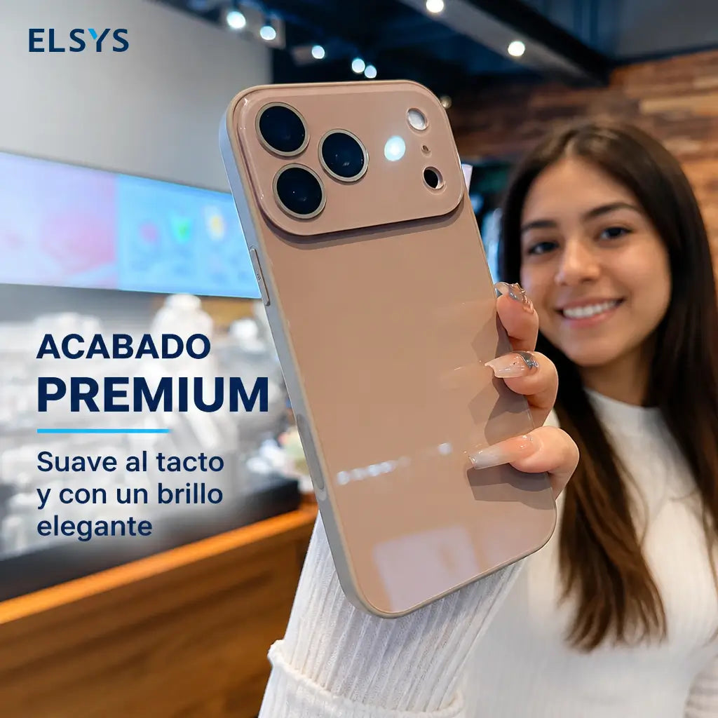 Funda delgada con textura cristal para iPhone 14/15/16/17 — antihuella y protección diaria contra golpes