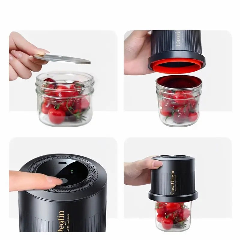 Kit de Sellador al Vacío Eléctrico para Frascos Mason y Alimentos, Sistema de Sellado Automático con Bomba Externa, Compatible con Frascos de Boca Ancha y Regular