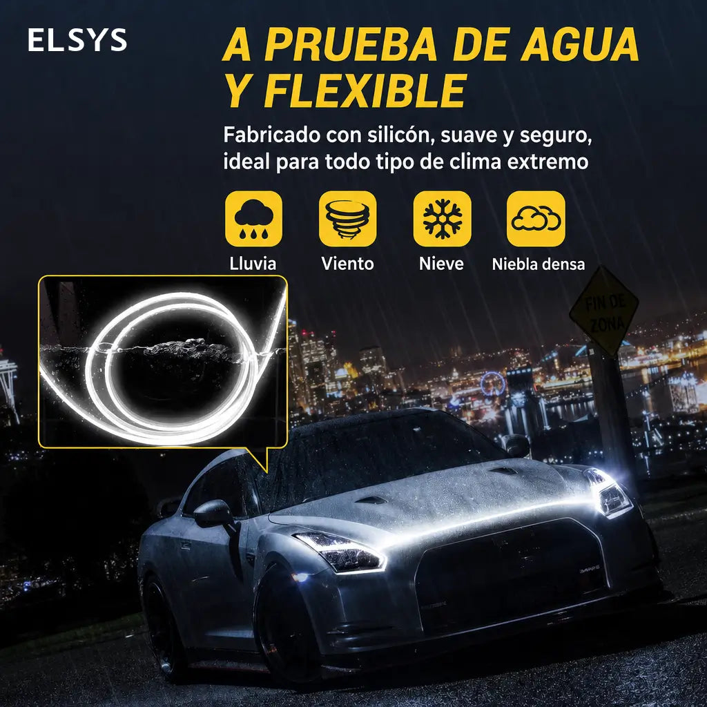 Tira LED para cofre de auto 1.8 m con luz azul hielo y efecto dinámico para manejo nocturno e instalación adhesiva fácil
