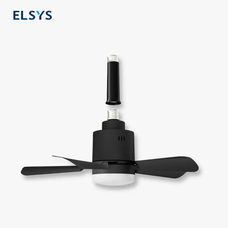 Ventilador de Techo con Luz para Socket E27, Portátil con Control Remoto y App Móvil, 1000 Lúmenes, Cable de Seguridad para Recámara, Cocina, Sala y Cuarto de Bebé