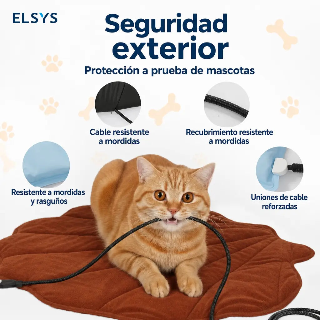 Tapete térmico para perros y gatos con 2 temperaturas, funda lavable y cable antimordidas para cama, jaula o kennel