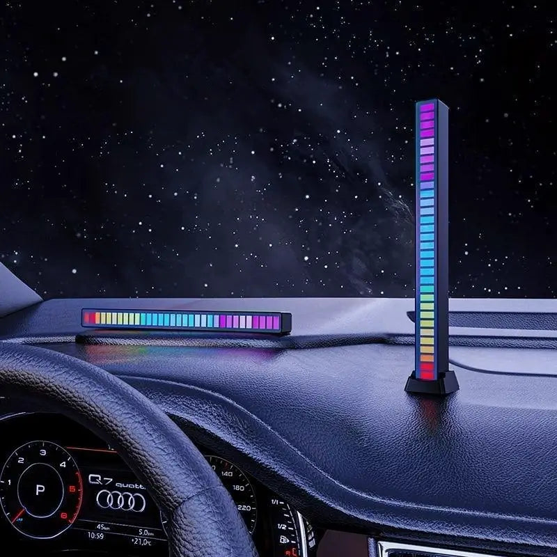 Luz de Ritmo RGB Moderna Controlada por Voz Barra LED Rítmica USB para Gaming Esports y Fiestas Lámpara Ambiental Sensible al Sonido para Auto y Escritorio Decorativa Portátil Recargable de Acrílico