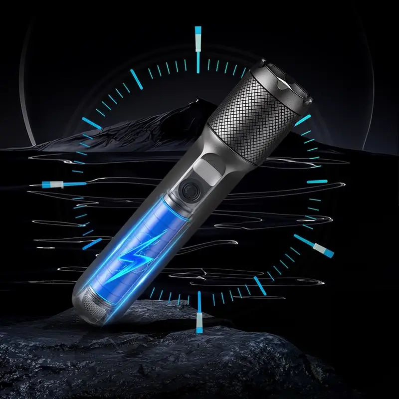 Linterna LED Recargable de 2000 Lúmenes, Táctica con Zoom Ajustable, Pantalla Digital y Base Magnética, 7 Modos de Iluminación para Camping, Senderismo y Emergencias